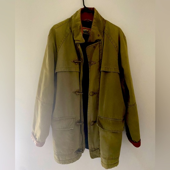 Adirondack Jackets & Coats Vintage Adirondack Barn Coat Men Medium Green Leather Trim